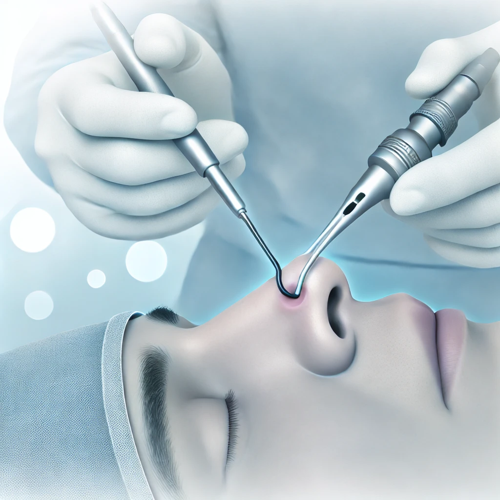 Minimally Invasive Closure for Septal Perforation Treatment, illustrating the precision and focus of the procedure in a clean, clinical setting.